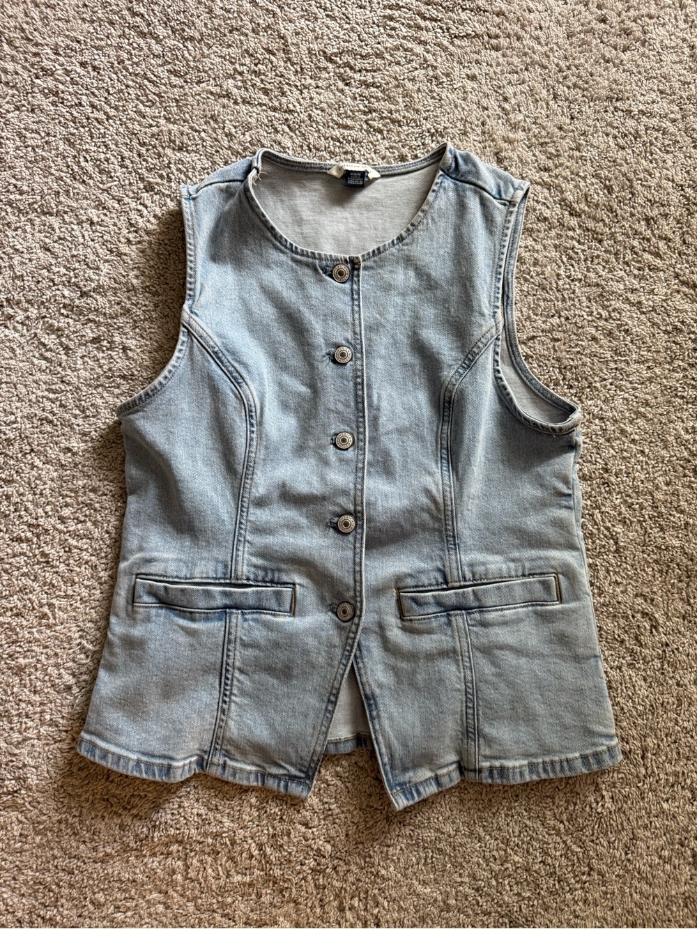 American eagle high neck light denim vest shirt